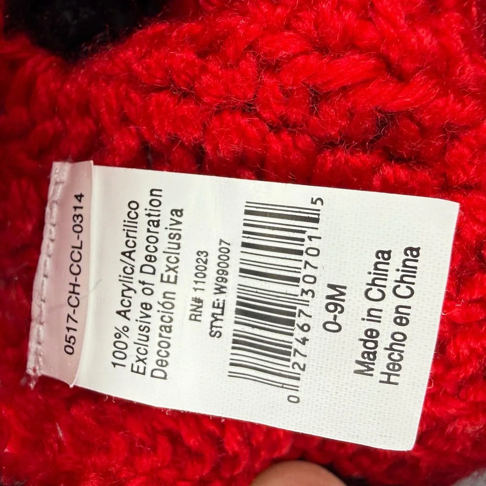 Newborn Ladybug Crochet Photo Prop Set Hat & Diaper Cover Red Black 0-9M